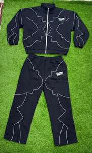 Ensemble de survêtement tendance 2026 pour homme, imprimé effet vieilli, avec sweat à capuche zippé et pantalon de jogging, 100% coton, en molleton avec impression en relief - Product Image 4