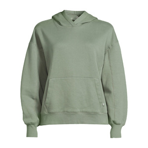 Robe à capuche oversize en polaire pour femme, 100 % coton, respirante, coupe-vent, écologique, avec broderie et gaufrage sur le devant - Product Image 1