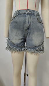 Shorts en jean décontractés pour l'été, taille haute, effet usé, fermeture boutonnée, style Bermuda pour femmes, coupe moderne - Product Image 5