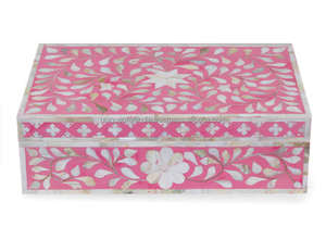 Caja de incrustaciones de hueso más estándar, caja de almacenamiento de incrustaciones de hueso de tamaño de diseño personalizado, caja decorativa de joyería de la India - Product Image 3