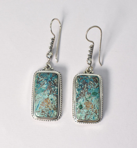 Natural Turquoise Dangle <b>Earrings</b> In 92.5 Sterling Silver Anniversary Gift For Her - Product Image 4