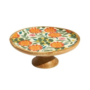 Plateau en bois artisanal contemporain, finition artisanale, plateau de service décoratif, plateau de présentation pour la cuisine, la salle à manger et les réceptions - Product Image 1