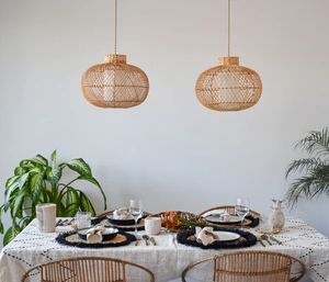 โคมไฟหวายสไตล์วินเทจแบบดั้งเดิม โคมไฟห้อยราคาประหยัด โคมไฟห้อยแบบยั่งยืนสำหรับห้องครัว ฝาครอบโคมไฟสำหรับร้านกาแฟ - Product Image 5