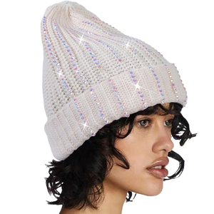 Custom Logo Black Studded Beanie Hat Rib Knit Winter Warm <b>Cap</b> Women <b>Men</b> Soft Stretch Streetwear Skull <b>Cap</b> - Product Image 5