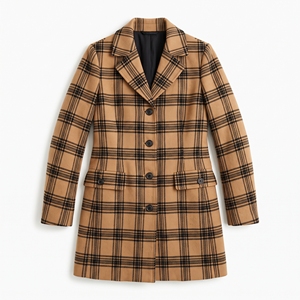 Manteau en laine à carreaux pour femmes, hiver |   Manteau long classique à carreaux, style smart casual |   Usine de fabrication en gros OEM ODM |   Marque privée |   Quantité minimale de commande faible - Product Image 5