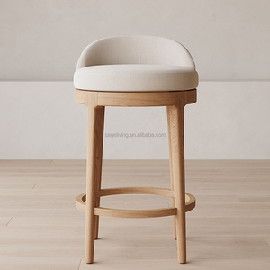 Tabouret de <span class=keywords><strong>bar</strong></span> et de comptoir Sageliving, moderne, haut, minimaliste, dossier bas, pivotant, en tissu - Product Image 1