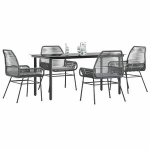 Dark <b>Grey</b> Rattan Garden Dining Set 4 Seater Metal <b>Frame</b> Weather Resistant Outdoor Furniture Contemporary Design - Product Image 1