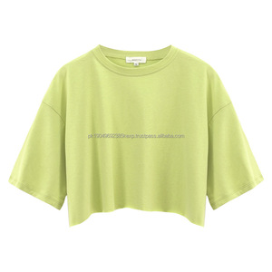 Sweat-shirts courts pour femmes en coton 100% de couleur unie décontractée pour le yoga, respirants, logo personnalisé, sweat-shirts en coton uni pour femmes - Product Image 4