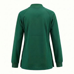 Blouse médicale pour femme à fermeture éclair intégrale, personnalisable, col rond, manches longues, fentes latérales, vente en gros, OEM - Product Image 3