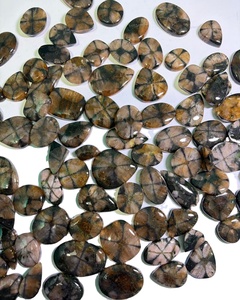 Colgante de Piedra Preciosa Natural de Chiastolita Marrón, Cabujón de Cristal Pulido, Chiastolita Natural para Joyería - Product Image 1