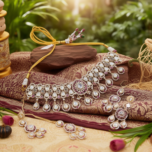 Jewelemarket Designer Polki Kundan Stone Choker Necklace Set 10575592PK Premium Fine Jewelry - Product Image 3
