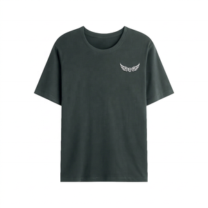 Camiseta de punto negra de manga corta para hombre, corte holgado informal, cuello redondo, 100% algodón jersey. - Product Image 1