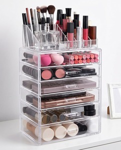 Stylish Modern Acrylic Customizable Multi-Compartment <b>Makeup</b> Organizer Cosmetic Storage Box Easy Assembly Corner Shelf for Neat - Product Image 3
