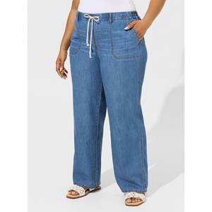 Jeans de Mezclilla para Mujer, Cintura Alta, Corte Holgado, Pierna Recta, Estilo Casual Otoñal, Color Sólido, Bolsillos, Lavado Regular - Product Image 5