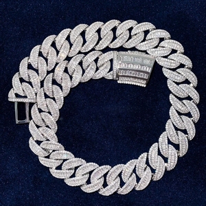 Cadena de Eslabones Cubanos de Lujo de Plata 925 de Alta Calidad, 15MM, Estilo Hip Hop, para Hombre, Cadena Miami de Oro Pesado Personalizada, con Moissanita, Regalo - Product Image 1