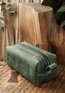 Genuine Leather Toiletry Bag <b>Mens</b> Dopp Kit Shaving Wash Bag Travel Grooming Kit <b>Pouch</b> Custom Logo Bulk Order TYG-0251 - Product Image 3