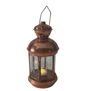 Modern Selling Portable Handmade Hanging Mini Metal & Glass Shiny <b>Copper</b> Finish Metal Candle <b>Lantern</b> Home Decor And Christmas - Product Image 1