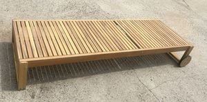 Chaise longue en teck pour l'extérieur, chaise inclinable avec dossier, design contemporain, réglage manuel durable, pieds coniques - Product Image 2