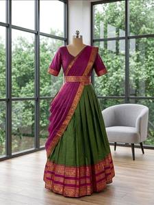 ชุดวัฒนธรรมเกรซเลอเฮ็งกาผ้าทอแบบรีกอลทอจาก lehenga choli ความสง่างามทางใต้ของพระเจ้าชุดผ้าไหมใต้ชุดเลฮิงกา - Product Image 3