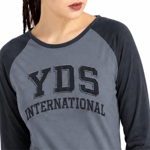 Women Crew Neck <b>Long</b> <b>Sleeve</b> <b>T</b>-<b>Shirt</b> Streetwear Breathable Fabric Two Tone <b>Raglan</b> <b>Shirt</b> Design Classic Casual <b>Shirt</b> For Women - Product Image 4