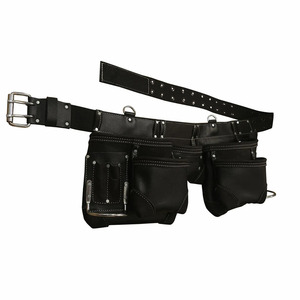 Bolsas de herramientas de cuero genuino de vaca para trabajo pesado con presilla para martillo, impermeables, costuras duraderas, ajuste regulable, para carpintería, aleación - Product Image 4