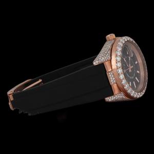 Reloj de Pulsera Unisex de Lujo, Moderno, con Esfera Negra Semi-Engastada, Cronógrafo, Diamantes Moissanite VVS, Estilo Hip Hop Personalizado, Correa de Goma Negra - Product Image 4