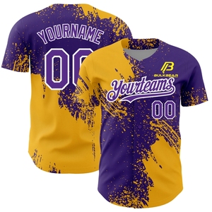 Camiseta de Béisbol Personalizada BULKBEAR, Diseño con Salpicaduras en Morado y Verde Azulado, Uniforme de Softbol Transpirable, Ropa Deportiva de Moda para Hombre Adulto - Product Image 2