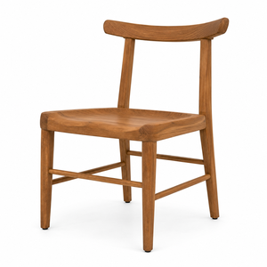 Chaise de salle à manger moderne en teck massif avec dossier incurvé |   Chaise de salle à manger contemporaine faite à la main et écologique pour appartement, parc, hôtel - Product Image 1