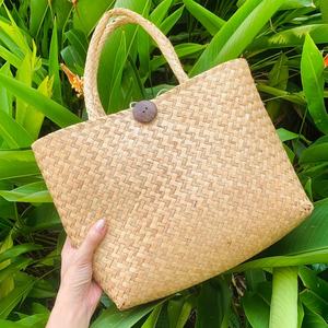 Handmade Vintage Seagrass <b>Woven</b> <b>Straw</b> <b>Bag</b> Handcraft Plaid <b>Bag</b> with Two Handles Open Closure Type Economical From Vietnam Factory - Product Image 5