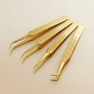 Juego de Pinzas para Pestañas Gold Diamond Grip, Pinzas de Acero Inoxidable de Alta Precisión para Extensiones de Pestañas - Product Image 5