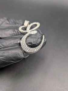 Colgante de Letra Cursiva E con Incrustaciones de Moissanita, Estilo Hip Hop, para Fiestas y Eventos, con Plata 925, Joyería Fina, Colgantes y Dijes - Product Image 2