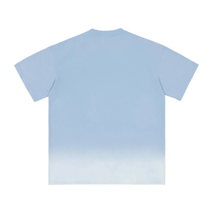 T-shirt homme bleu clair à col rond, manches courtes, coupe classique, décontracté, couleur unie, tricoté, design uni, effet dégradé, t-shirt homme bleu clair - Product Image 1
