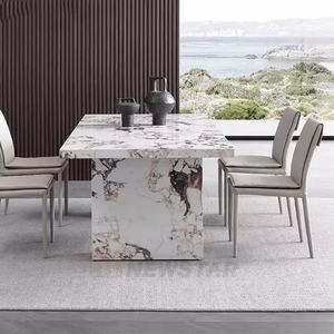 Table à manger en marbre très demandée, personnalisable, en pierre naturelle, de forme rectangulaire, pour la maison, la villa et l'hôtel - Product Image 2