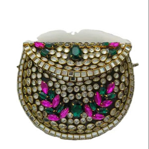 Bolso de mano tipo clutch de noche para mujer, estilo indio, con mosaico Kundan, bolsos clutch Kundan vs bolso con diseño Polki - Product Image 3