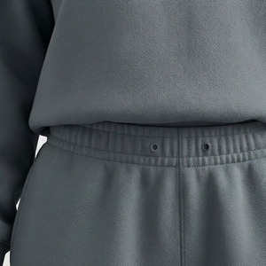 Conjunto de 2 Piezas para Mujer, Sudadera y Pantalones Cortos de Punto, Cuello Redondo, Color Sólido, Corte Holgado, Estilo Casual, Largo por Encima de la Rodilla, 100% Algodón - Product Image 5