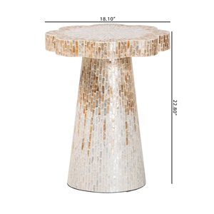Elegante mesa redonda decorativa de capiz con detalles de nácar para sala de estar y dormitorio, mueble moderno para interiores. - Product Image 2
