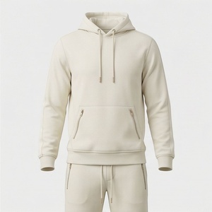 Survêtement à capuche pour homme, couleur unie, manches longues, décontracté, respirant, en polaire, séchage rapide, avec cordon de serrage et poches, style hiver - Product Image 1