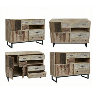 Mueble de Estilo Clásico Vintage, Aparador de Madera de Olmo Reciclada con Cajones, Mueble Auxiliar con Madera Maciza de Mango Estilo Rústico - Product Image 3