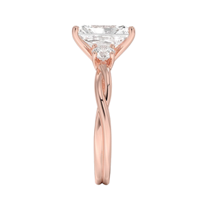 <b>Ring</b> Of Gold With Lab Grown <b>Diamond</b> Radiant Cut Three Stone Engagement Style in 14K 18K Gold Twisted Band Bridal <b>Ring</b> for Women - Product Image 6