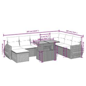 Conjunto de Sofá de Jardín de Ratán PE Gris con Reposabrazos Ajustables Grandes, Cómodo y Elegante - Product Image 3