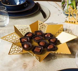 ถาดเสิร์ฟรูปดาวโลหะสำหรับใส่ผลไม้อบแห้ง ช็อกโกแลต เครื่องประดับ ของขวัญรอมฎอน อีด ของตกแต่งบ้าน ใช้ในตลาดต่างๆ - Product Image 1