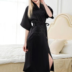 Peignoir en soie pour femme de haute qualité - Logo professionnel, style décontracté, tissu lisse, saison automne/printemps - Product Image 3