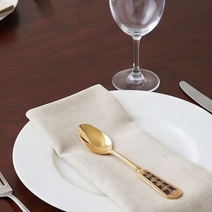 <b>Gold</b> Plated Tea <b>Spoons</b> With Black Inlay Classic Design Long Handle Durable Flatware Set Of 6 For Kitchen Use And Hotel Use - Product Image 2