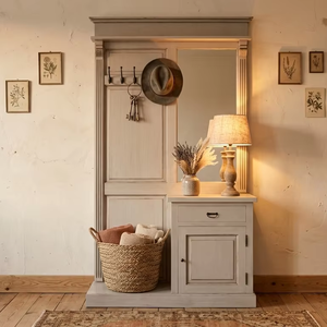 Maktec Modern Solid Wood Capstock Sleek Vertical Design Natural Finish Eco-Friendly Durable Storage <b>Cabinet</b> for <b>Small</b> Space - Product Image 1