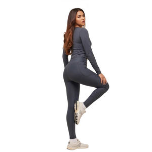 Leggings de sport pour femmes très bien cotés, de bonne qualité, taille haute, en tissu extensible polyester, pour le fitness - Product Image 2