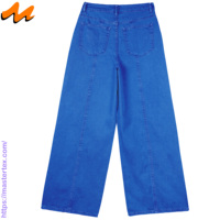 Jean en denim pour femme, coupe large, taille mi-haute, décontracté, pour soirée, été, lavable, avec rivets, ample, respirant, 100% coton, 8,55 OZ