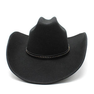 Chapeau de cowboy occidental personnalisé en gros avec ceinture tendance, chapeau Fedora en feutre vintage classique à large bord, nouveau design - Product Image 2