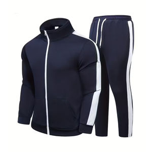 Ensemble de survêtement décontracté à capuche imperméable pour hommes, taille plus, pour l'entraînement, le fitness, le football, le jogging, 100% polyester - Product Image 1