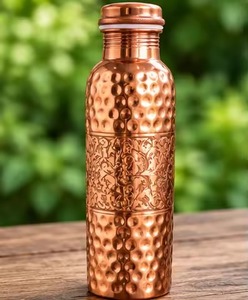 Copper Water Bottle Floral Design Handcrafted Portable Travel <b>Drinkware</b> - Product Image 5