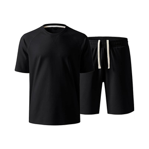 Conjuntos de Verano de Algodón Jersey Casuales al por Mayor, Conjuntos de Camiseta y Pantalones Cortos Lisos con Logotipo Personalizado al por Mayor - Product Image 4